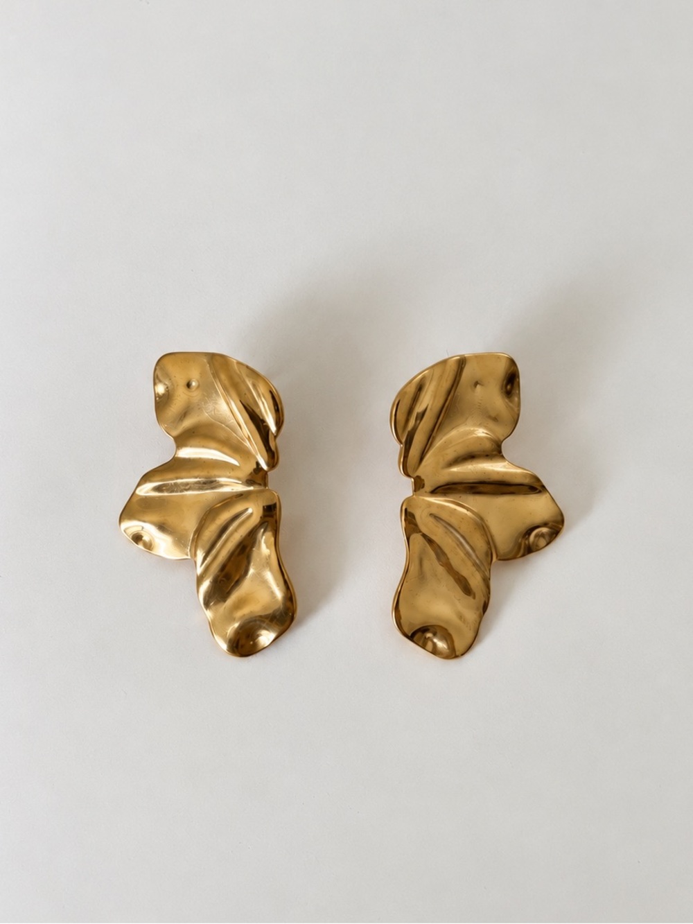 18K Gold Plated Flower Petal Statement Stud Earrings
